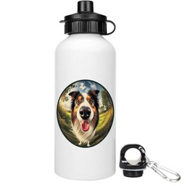 Azeeda 600ml 'Smiling Border Collie' Reusable Water/Drinks Bottle (WT00082056)