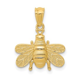 IceCarats 14K Solid Yellow Gold Queen Bumble Bee Necklace Honeybee Pendant Beekeeper Charm Only
