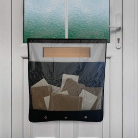 Nevkha Slimline Mail Slot Catcher, Post Letter Box Cage Ideal for UPVC, Glass, Wood and Metal Doors. Strong Adhesive Letters, Small Packages, Magazines. No Screws or Tools Required