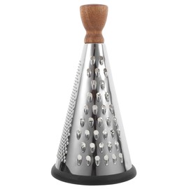 Hemoton 9 Inch Wood Handle Stainless Steel Cone Cheese Grater Multi-Purpose Vegetable Shredder for Kitchen Use