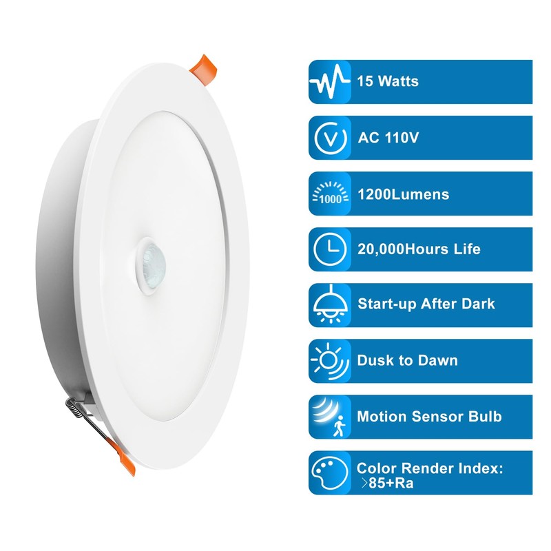Motion Sensor Light Bulb, LED Recessed Ceiling Light, 5 in.
