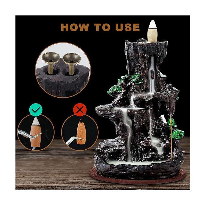 SPACEKEEPER Incense Burner, Backflow Incense Holder 2 sides Waterfall Incense