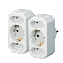 Brennenstuhl Multiple Socket Adaptor 3-Way with Child Lock (2 x Euro Socket and 1 x Protective Contact) Colour: White (2, 10 x 20 x 20 cm)