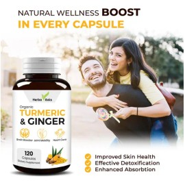 Herbavitals Cúrcuma Y Jengibre 120 Cápsulas 500mg Suplemento                                                                                          