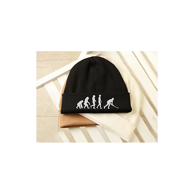 Hippowarehouse Hockey Player Evolution Embroidered Beanie Hat Blue with Red