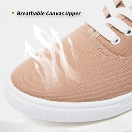Womens Classic Canvas Sneakers,Low Top Canvas Shoes,Lightweight Casual Canvas Sneakers(Beige US12)