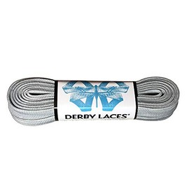 Derby Laces Solid Gray - Flat, 10mm Wide, for Boots, Skates, Roller Derby, and Hockey Skates (60 Inch / 152 cm)