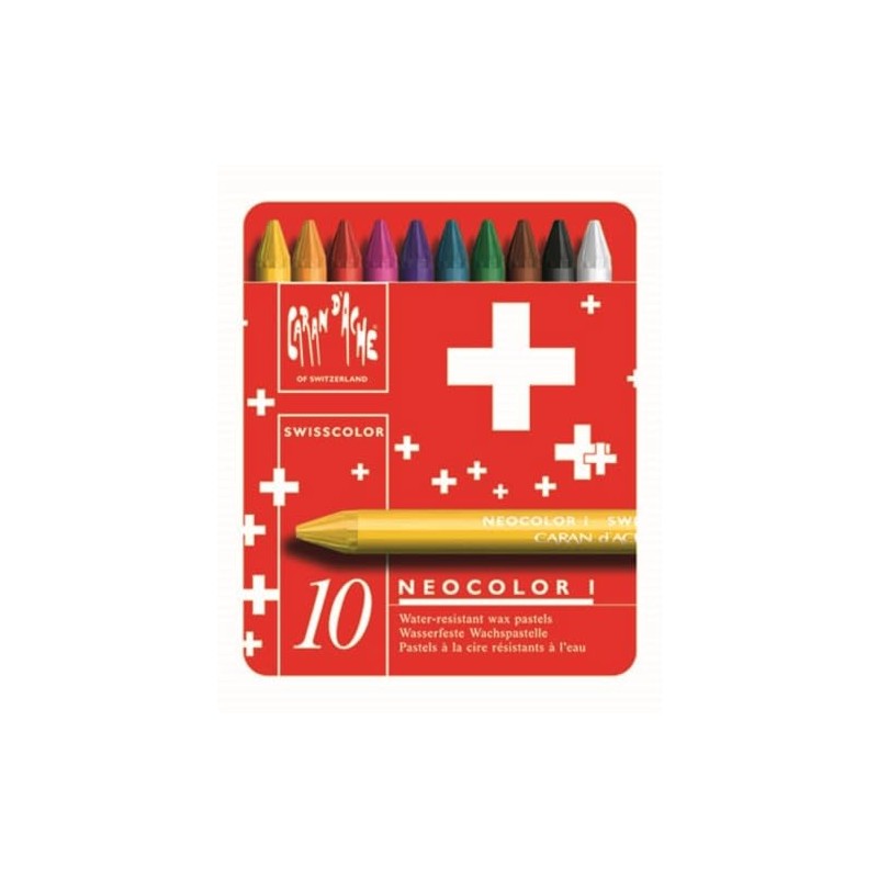 カランダッシュ 7000-710 スイスカラークレヨン 10色セット 缶入