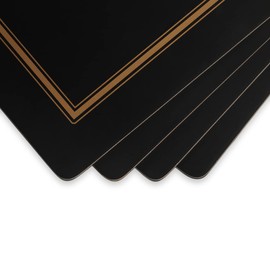 Pimpernel Classic Black Set of 4 Placemats – (15.7" x 11.7") 5mm Cork-Backed Board with Lacquered Finish & Exclusive Art Print, Heat & Stain Resistant Decorative Dining Table Mats