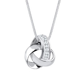 Elli Necklace 925 Silver Knot Pendant Women's Chain Crystal, Jewellery Gifts for Women Girls Mum Girlfriend Silver Chain Length 45 cm, 45 inches, Facet cut, Crystal
