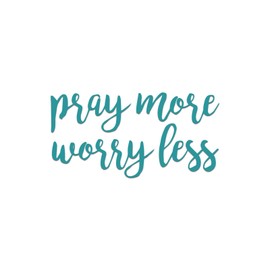 Pray More Worry Less Sticker Vinyl Decal Notebook Car Laptop 5.5" x 2.75" (Teal)