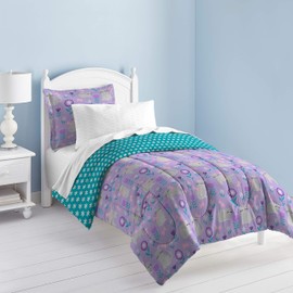 dream FACTORY Cat Garden Comforter Set, Twin, Gray