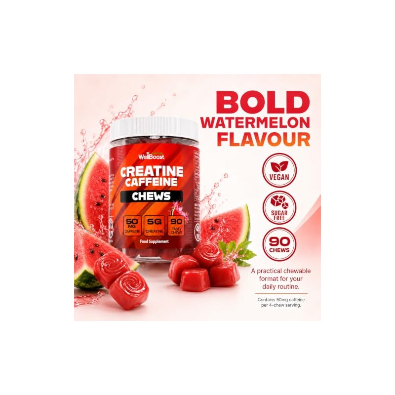 WellBoost Creatine & Caffeine Chews | 5,000mg | Watermelon |