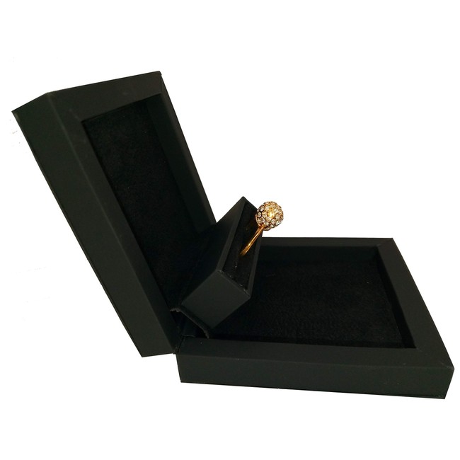 Slim Hidden Proposal Engagement Ring Box, Black with Magnetic Closure