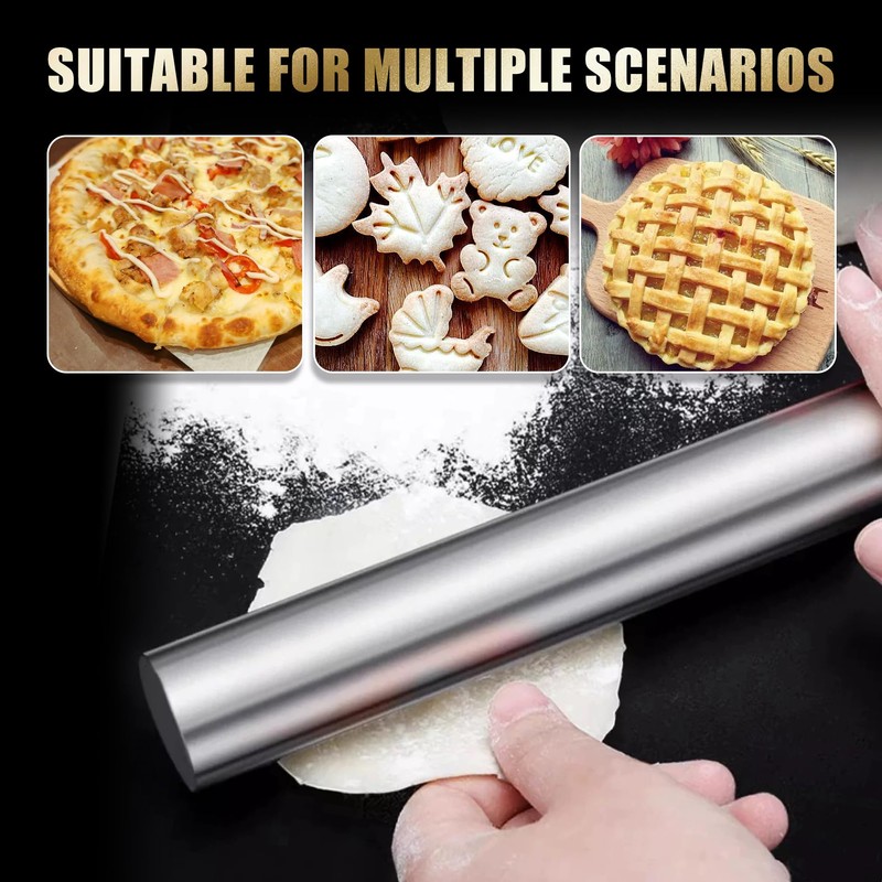 1 Pcs Rolling Pin, 304 Stainless Steel Rolling Pin, Non-Stick