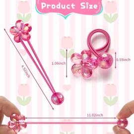 14PCS Ball Charm Hair Ties for Little Girls, Colored Camellia Bead Rubber Bands, Bubble Hair Ties with Balls No Damage Ponytail Holders for Toddler Girls