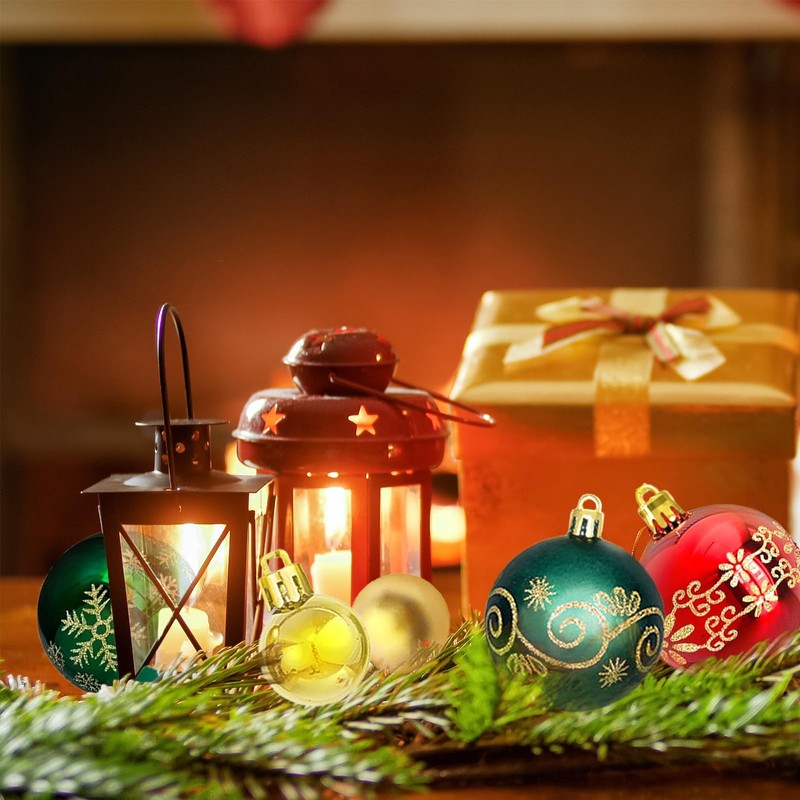 44-Piece Christmas Baubles Set, shallyong Christmas Tree Baubles, Plastic Christmas