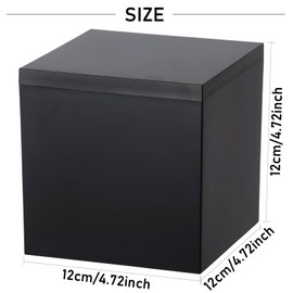 dedoot Black Acrylic Box with Llid, 4 Pack 4.7x4.7x4.7 inches Black Plastic Box for Organize, Acrylic Cube Storage Container Drawer Organizer for Vanity Jewelry Accessories, Small Items