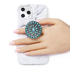 Turquoise Western Phone Grip Teal Marble Stone Phone Holder UYH6