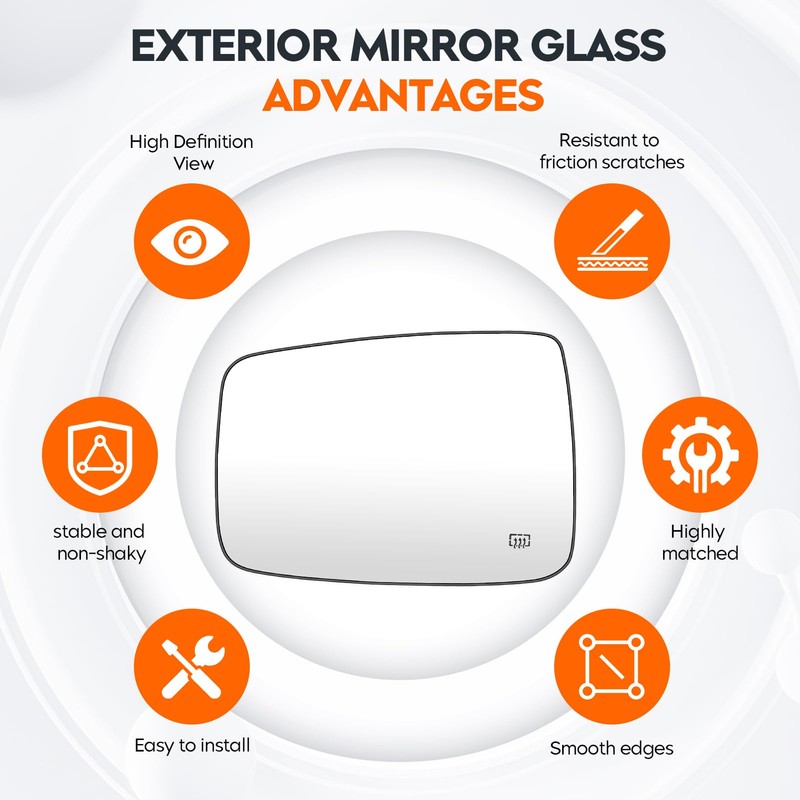 Youxmoto Driver Left Side Mirror Glass, for Dodge Ram 1500