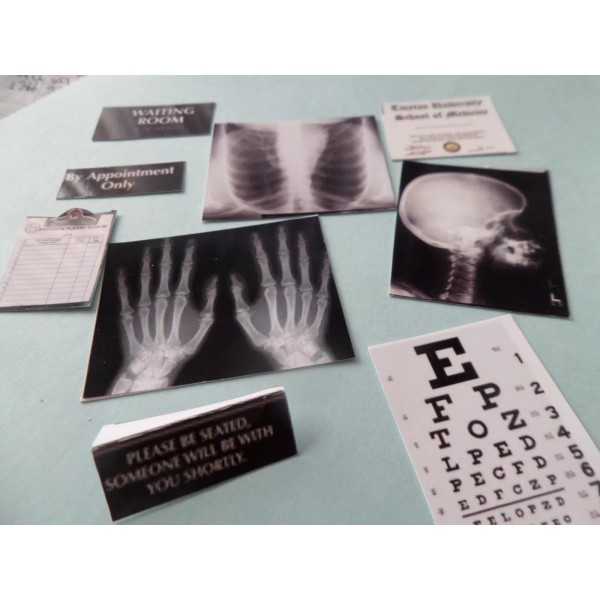 Gailslittlestuff Doctor signs Xrays- Medical 1:12 dollhouse miniatures Gailslittlestu