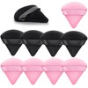 Powder Puff, Triangle Powder Puff, Velvet Makeup Setting Powder Puff, 10 Pcs Powder Puffs for Contouring Under Eyes, Face, Corners (Black+Pink)