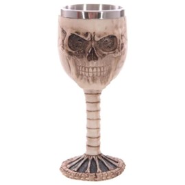 Puckator Decorative Skull and Spine Goblet - Skulls And Bones Themed - Home Decoration - Wine Goblet - Fantasy Decorative Home Accessories - Stainless Steel - Resin