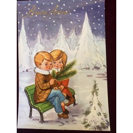 Vintage postcard "Happy new year" in Italian