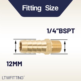 LTWFITTING Brass Fittings Connection 1/4 Inch Male Thread R x 12 mm Hose (Pack of 25)