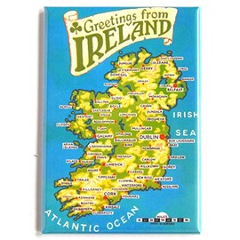 Greetings from Ireland Map Fridge Magnet (1.75 x 2.75 inches)