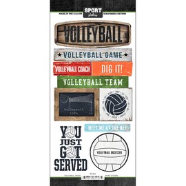 Scrapbook Customs 61457 Volleyball Wood Scrapbook Stickers