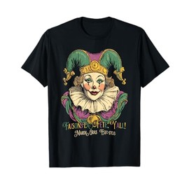 MASQUE MARDI APPAREL COSTUMES Vintage Mardi Gras Clown Retro Jester Women's T-Shirt Black Small