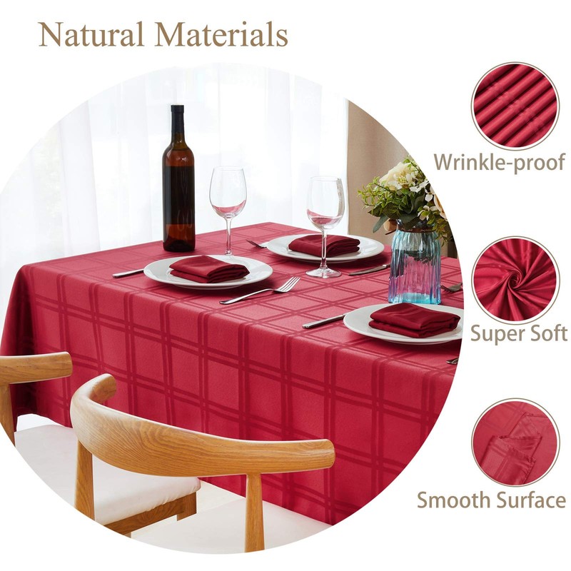 Mebakuk Jacquard Plaid Table Cloth Rectangle Modern Tablecloth Waterproof Anti-Shrink