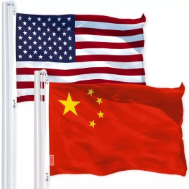 G128 Combo Pack: American USA Flag 3x5 Ft & China Chinese Flag 3x5 Ft