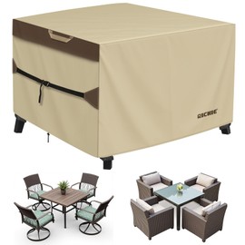 RICHIE Outdoor Patio Furniture Cover - Heavy Duty Waterproof 600D Tough Canvas Protector for Square Table Cover, All-Season Dining Table and Chair Cover (62L x 62W x 28H Inch)