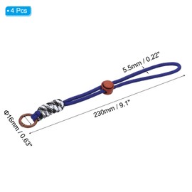 [PATIKIL] Paracord Lanyard Keychain 4PCS Cell Phone Keychain Rope Wrist Strap Braided Strap with Spring Ring for Hanging Keys Wave Design Dark Blue Brown Black