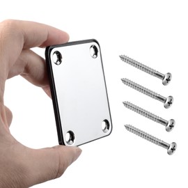 Swhmc Chrome Neck Plate for Electric Guitar with 1 Plastic Mat 4 Mounting Screws, Silver