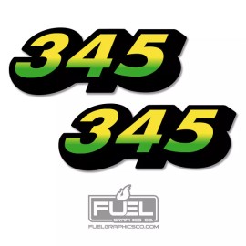 Aftermarket 345 Lawn Tractor Lawnmower Hood Premium Vinyl Decal Set - 4.25" wide x 1.6" tall