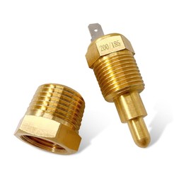 Neferta Pack-1 Car Cooling Fan Temperature Switch, 200 to 185 Degree Thermostat Switch Replacement for 10" 12" 14" 16" Fans, Universal for Cars Engine Cooling Temperature Sensor Accessory (Gold)