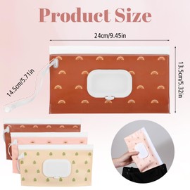 Thinp 3 Pack Baby Wipes Dispenser Portable Wipes Dispenser Refillable Travel Wipes Case Baby Wipe Holder Reusable Wipes Pouch Wipe Holder for Diaper Bag Boho Wet Wipes Pouch for Travel Outdoor