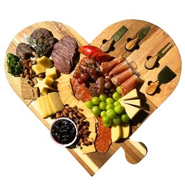 Charcuterie Boards - Acacia Wooden Cheese Board, Scalable Puzzle Style for Home Party, Picnic, Housewarming Gifts New Home, Christmas Gifts, Bridal Shower Gifts, Heart Shape