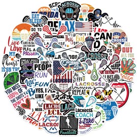 Generic 50 Pcs Lacrosse Stickers Waterproof Vinyl Decals for Water Bottles Laptop Luggage Cup Computer Mobile Phone Skateboard Guitar Decor[ Hockey Stickers ] (Lacrosse), Chroma