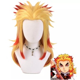 Lucky Day Peluca Cabello Rubio Kyojuro Rengoku Kimetsu No Yaiba Demon
