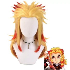 Lucky Day Peluca Cabello Rubio Kyojuro Rengoku Kimetsu No Yaiba Demon