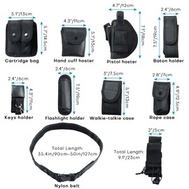 AMGSH 10 in 1 Duty Belt Law Enforcement Modular Equipment System Security Tactical Duty Utility Belt Pouches Black