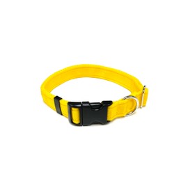 Adjustable Dog Collar Soft And Comfortable 25mm Cushion Webbing Training Walking All Dog Breeds (Yellow, Small (10" - 16"))