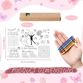 24 Set Wedding Activity for Kids Coloring Placemats Individually Packaged Wedding Coloring Paper Mats and Crayons Wedding Sheets for Kids Wedding Games Favors, 15.7''x11''