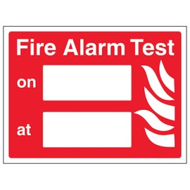 V Safety Fire Alarm Test - Landscape 300 x 200 mm - 3mm Aluminium Composite Safety Sign