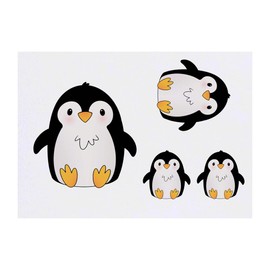 4 x 'Cute Penguin Chick' Temporary Tattoos - Water Resistant, Skin-Safe, Non-Toxic Transfers, Mixed Sizes (TO00084790)