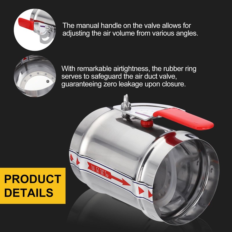 8"/200mm HVAC Duct Manual Backdraft Damper - Stainless Steel Airflow